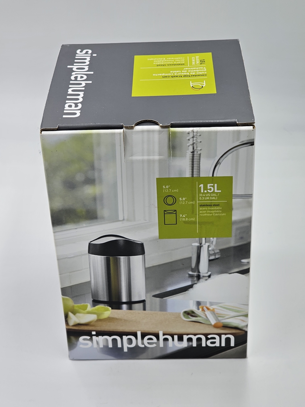 simplehuman Rose Gold Mini Swing-Top Trash Can with Black Lid